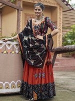 Dried Saffron Viscose Rayon Readymade Navratri Lehenga Choli